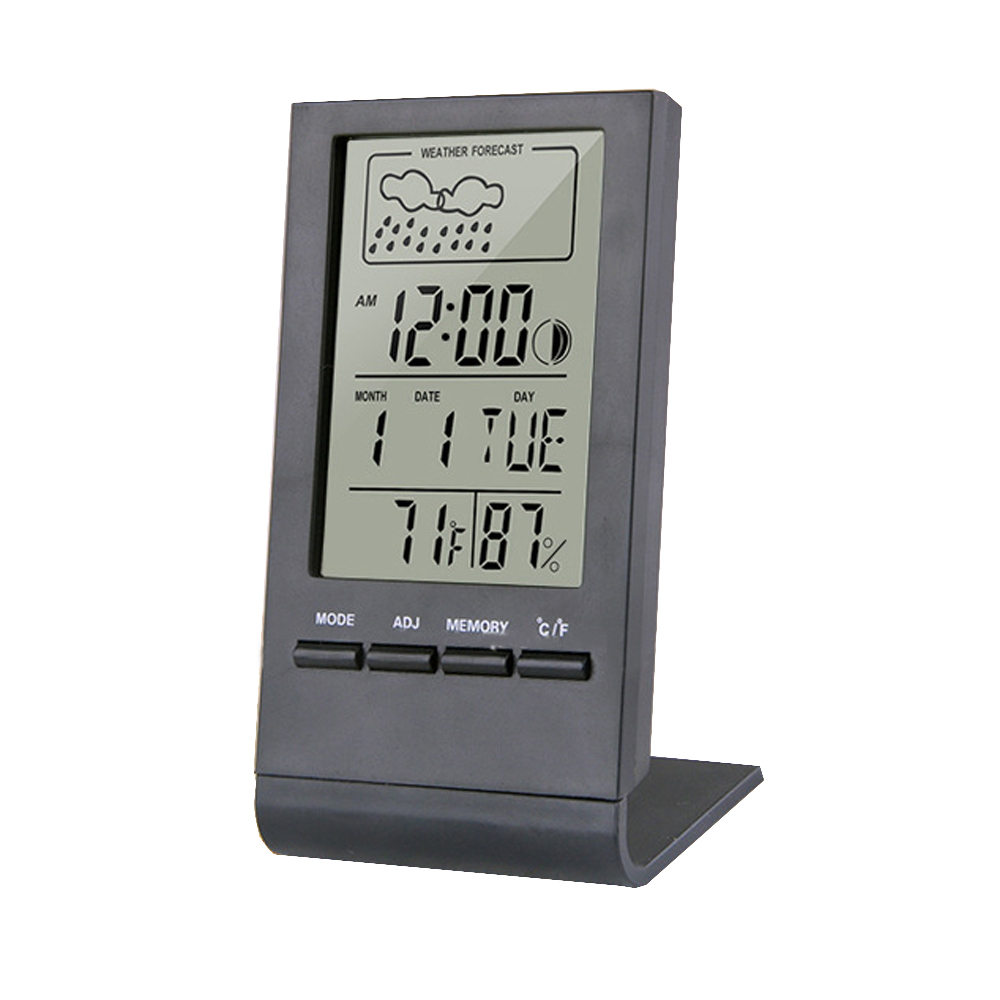 CX-220 Mini Digital Thermometer Hygrometer Indoor Temperature Humidity Meter Gauge Clock Weather Station Forecast Max Min Value: black