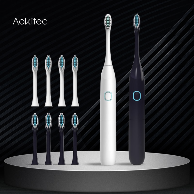 Aokitec Electric Sonic Toothbrush 50% OFF Replacement Heads Battery Automatic Waterproof Tooth Brush Deep Cleaning Oral Hygiene