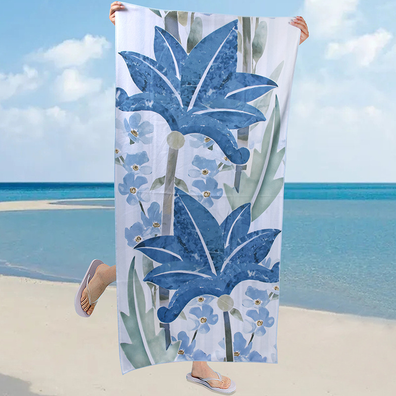 Toalla de playa de terciopelo de doble cara de microfibra, secado rápido, Impresión de absorción de agua, baño, natación, chal a prueba de sol: Blanco