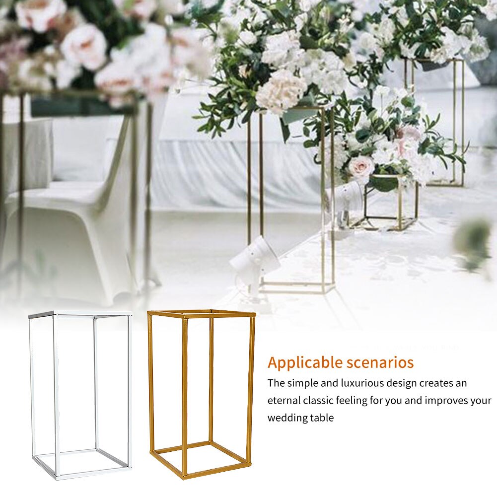 Iron Art Ceremony Metal Frame Vase Column Stand Detachable Display Rectangle Geometric Flower Rack Anti Rust Wedding Party