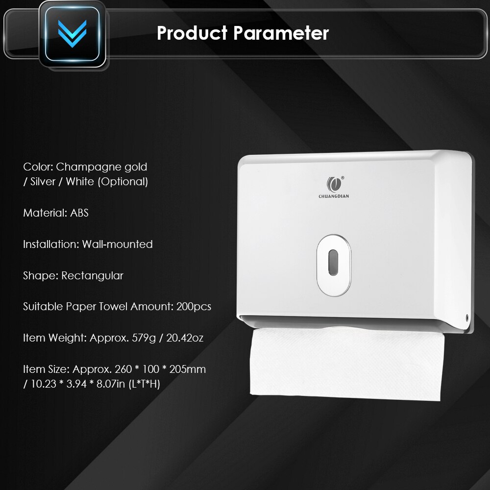 Wall-mounted Bathroom Tissue Dispenser Tissue Box Holder for Multifold Paper Towels Plastic Tissue Box Room Kitchen Toilet Paper