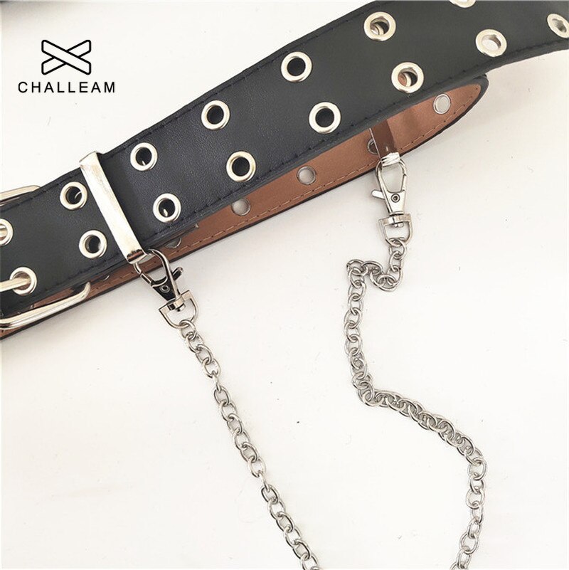 Moda feminina cinto de couro do plutônio novo estilo punk ajustável pino fivela preto bts feminino decorativo livre tamanho grommet cinta 152