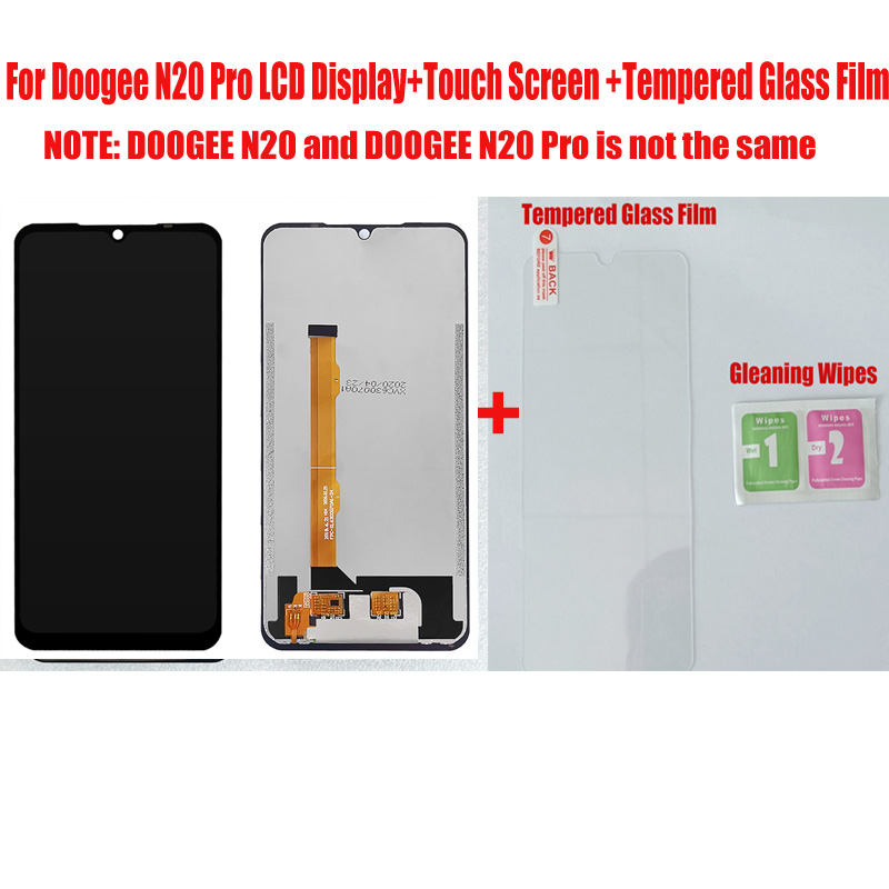 For Original Doogee N20 LCD Display+Touch Screen Digitizer Assembly 6.3 inch 19:9 FHD For Doogee N20 Pro Y9 Plus Android 9.0: N20 Pro n Glass Film