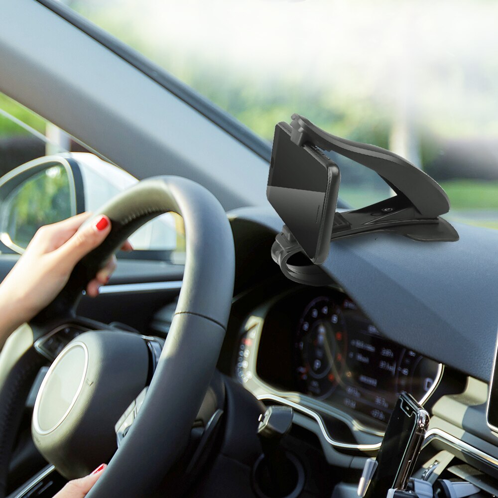 Bil gps navigation instrumentbræt telefonholder til universal mobiltelefon klip fold sort bilholder holder stativbeslag til iphone 7