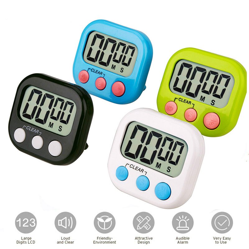 Kitchen Timer Positive Negative Baking Timer Reminder Timing Big Loud Alarm Magnetic LCD Display Large Screen Electronic Timer