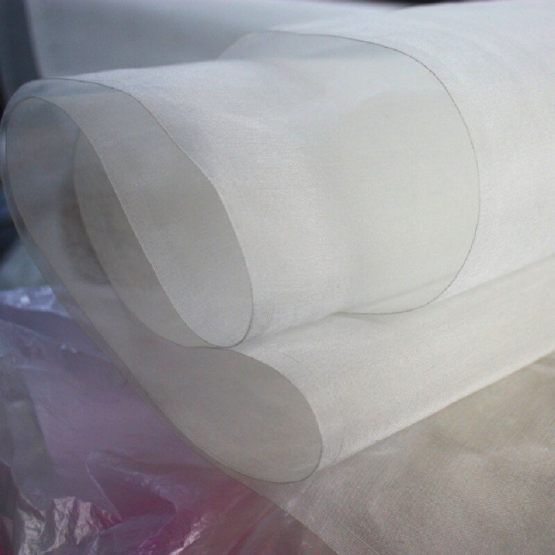 50cm*108cm Natural white pure silk organza fabric sheer transparent veil yashmak wedding dress silk material: natural white 0.5m