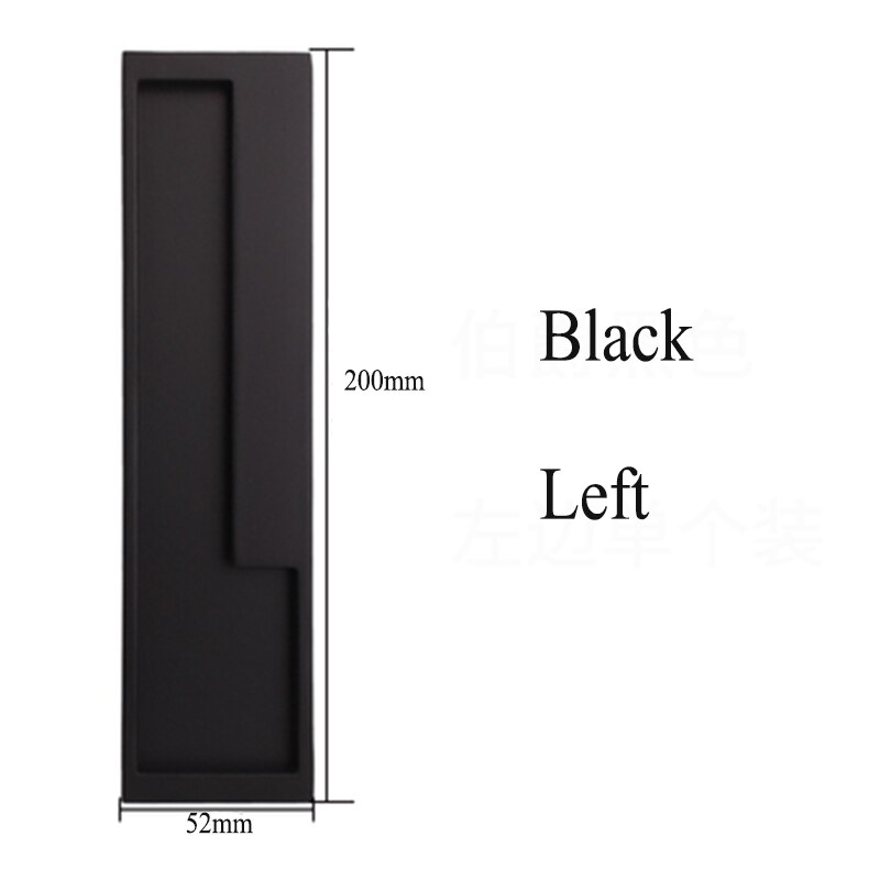 15.75" Black/Gray/Embedded Stealth Door Handle Slotted Drawer cupboard wardrobe hidden door handles sliding door pull: A-0162-L-black