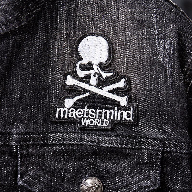 Neue herren jacke Koreanischen stil schlanke Trend herbst und Winter jugendliche junge männer elastische Schädel bestickte Denim jacke