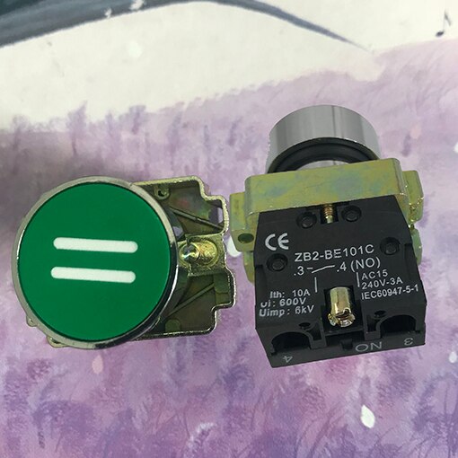 XB2 22mm Momentary Flat Pushbutton Self Reset Symbol Push Button Switch 1 NO 1NC touch switch Stop start signal: Brown