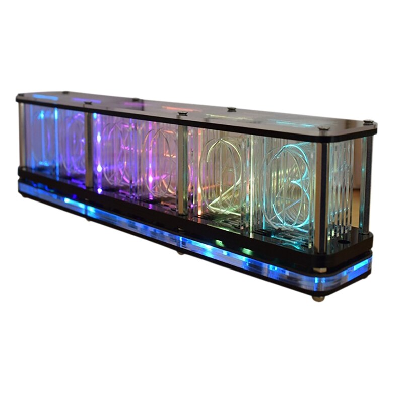 LIROPAU Nixie Tube-klok, led, RGB, buisklok met geheugenfunctie, meerdere modi beschikbaar, schakelaar 12/24 uur voor kantoor, woondecoratie, cadeau