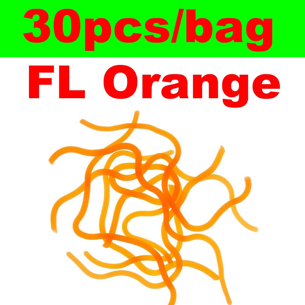 30pcs/Pack Squirmy Worms for Knitting Nymphs, Shrimps, Grubs, San Juan Worms Fly Tying Material Fishing Flies: FL ORANGE