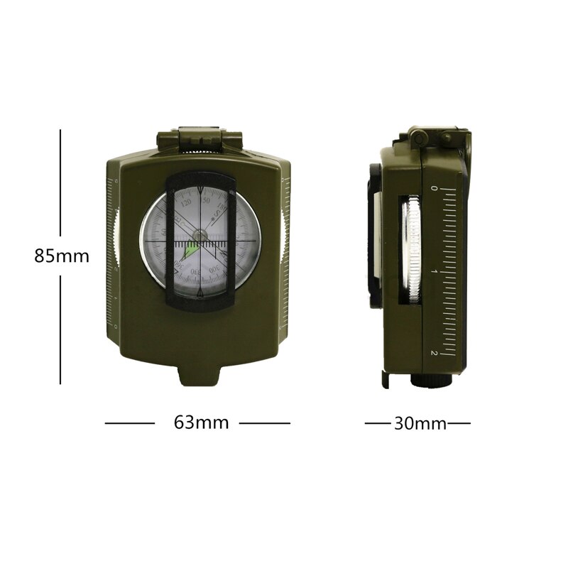 Precision American Multifunctional Green Pointer Compass Portable Folding Traveling Hiking Aluminum Outdoor Compass