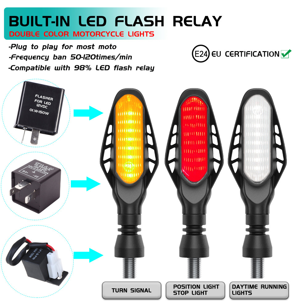 Motocicleta led luzes de sinal freio luz volta branco amarelo vermelho drl luz fluindo lanterna traseira indicador da lâmpada circulação diurna