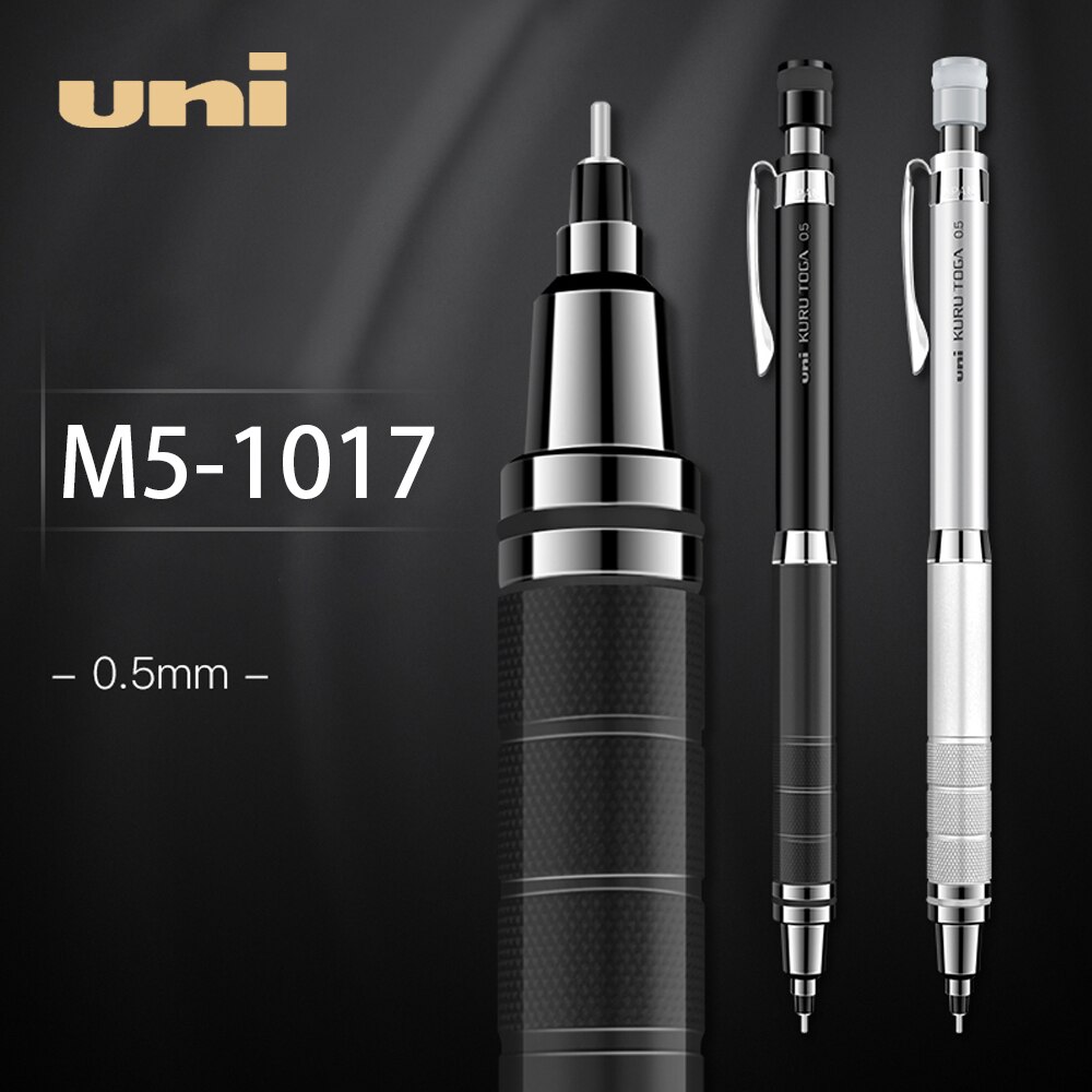 UNI Mechanical Pencil 0.5mm Metal Handshake Kuru Toga Automatic Rotation M5-1017 Sketch Hand Drawing 2B/HB