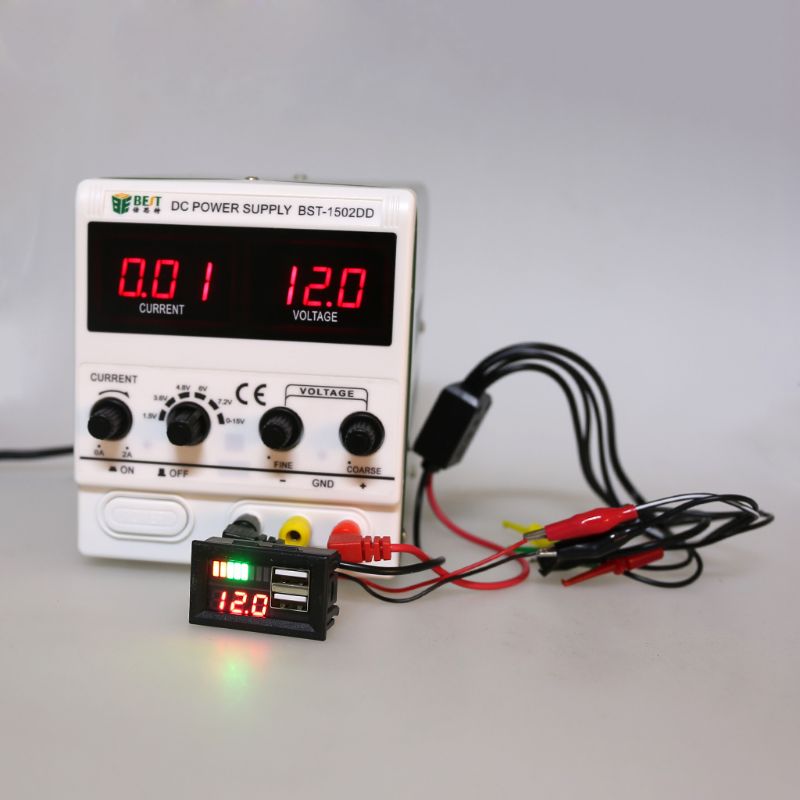 Voltímetro Digital de 12V para coche y motocicleta, medidor de Panel de batería de voltaje con salida USB de 5V
