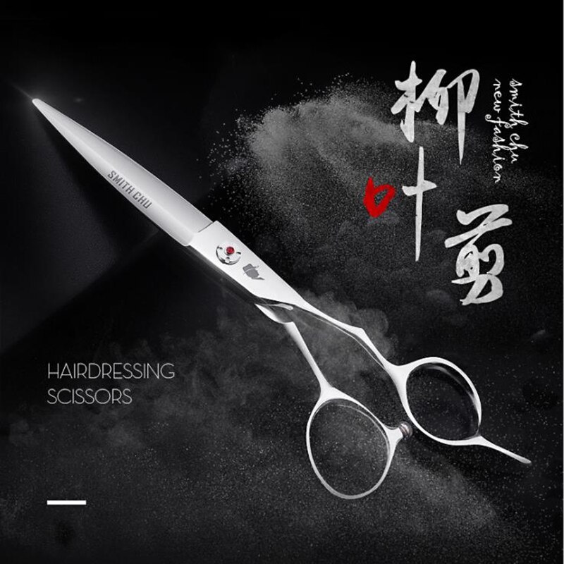 Smith Chu 6 Inch Professionele Kappers Schuiven Schaar Enkele Blade Japanse Wilg Blad Schaar Vet Schaar Kromgetrokken