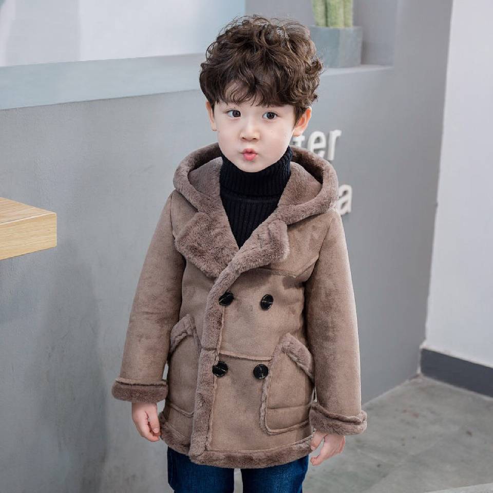 Solid Color Kids Boys Jackets For 2-8 Year Old Hooded Outerwear Autumn Winter Thicken Boys Clothing Coat Jackets