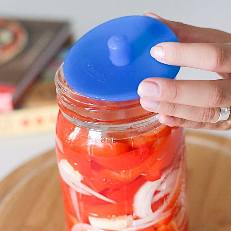 Waterless Fermenting Airlock Lids Silicone Mason Jar Lids Covers with Stainless Steel Ring Mouth Mason Jar Sealed Lid Kitchen