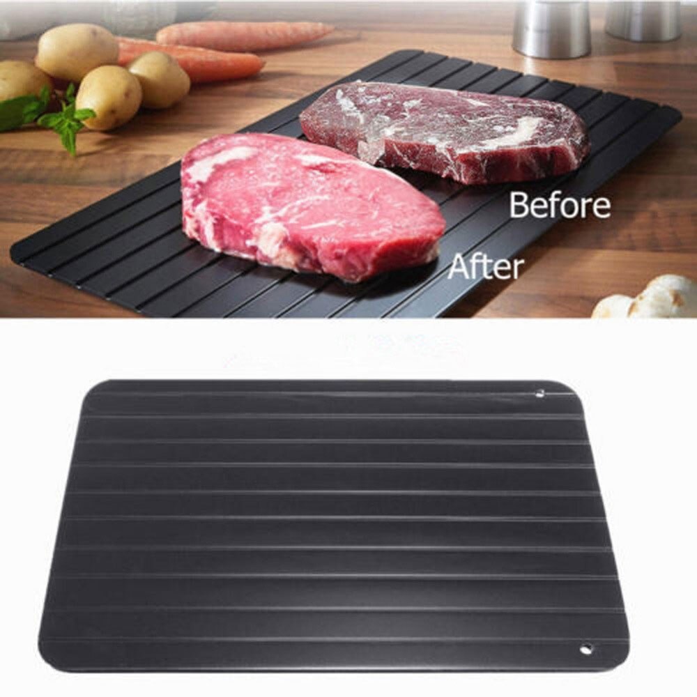 Fast Defrosting For Kitchen Plates Food Meat Tools Cutting Board Tray Fruit Gadget Frozen Thaw That Defrost Black Aluminum