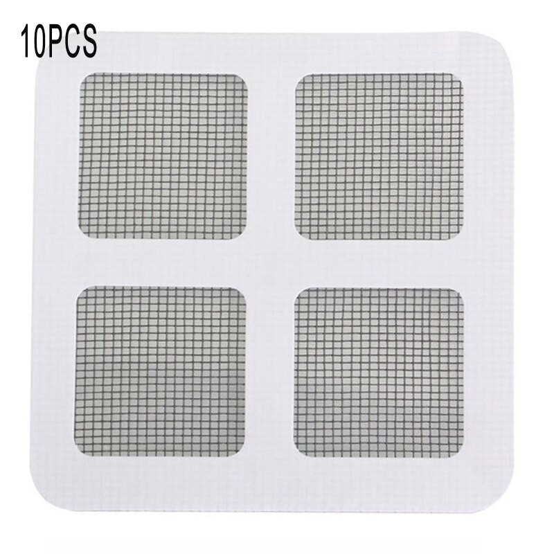 6Pcs/10pcs Adhesive Fix Net Window Home Anti Mosquito Fly Bug Insect Repair Wall Patch Broken Hole Stickers Mesh Window Screen: Four grid-10PCS