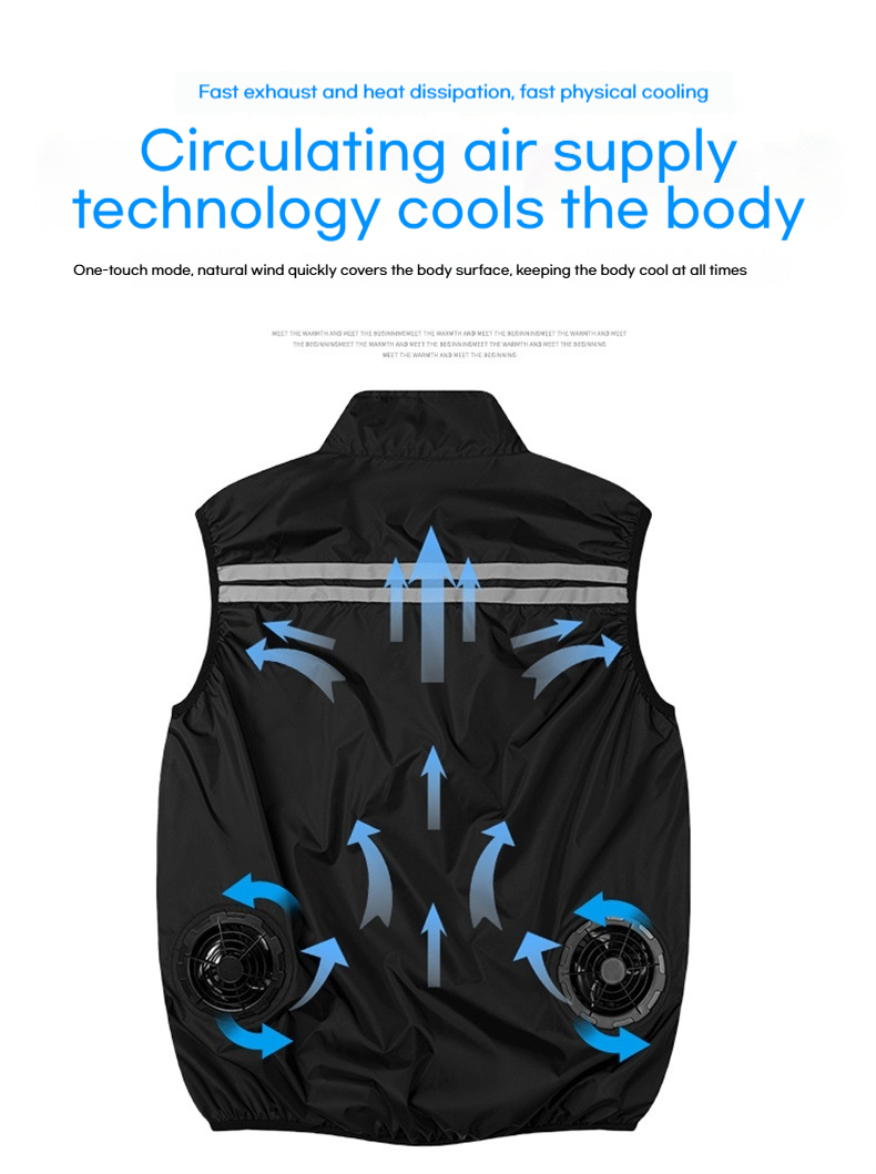Zomerse koelventilator, airconditioningpak, slim fit, unisex, multi-pocket, casual, modieus, intelligent, koelvest, werkkleding