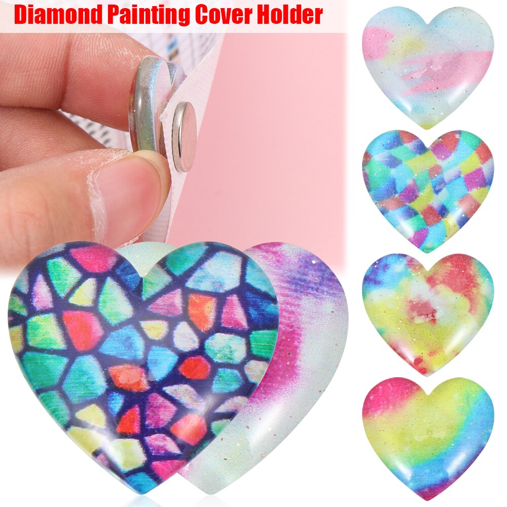 Heart shaped Diamond Painting Magnet Cover Minders Diamond Painting Tools Parchment Paper Cover Holder Diamond Accessories