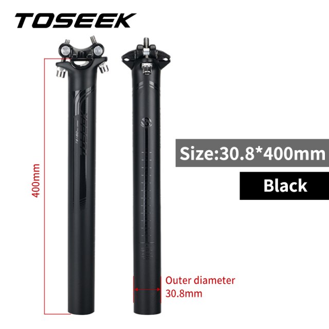TOSEEK Black UD Matte Full Carbon Fiber MTB Road Bicycle Seatpost Bike Seat Post Cycling Parts 27.2/30.8/31.6 x 350/400mm: 30.8 x 400mm