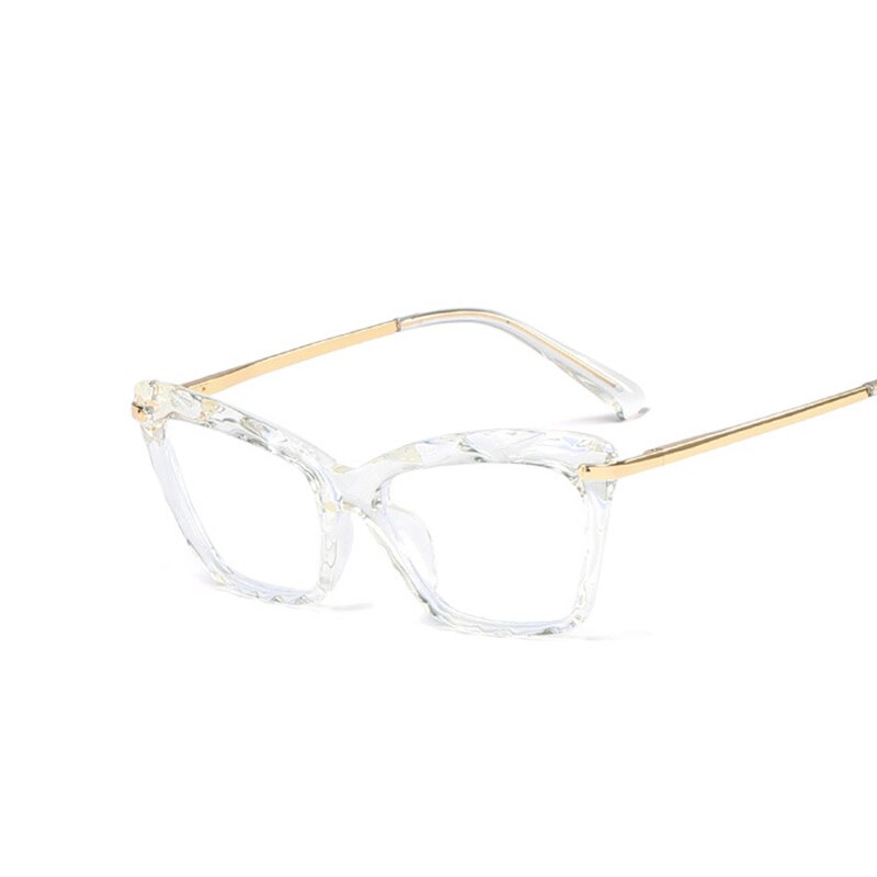 Blue Light Blocking Glasses Oversized Cat Eye Glasses Frame Crystal Woman Transparent Eyewears Clear Femme: C6