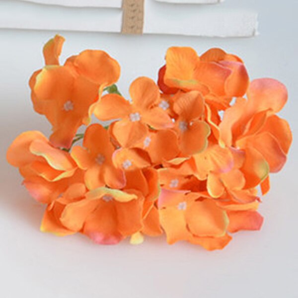 Flores artificiais da seda da flor do buquê da hortênsia com haste livre para o presente da decoração do casamento da casa jan88: Orange