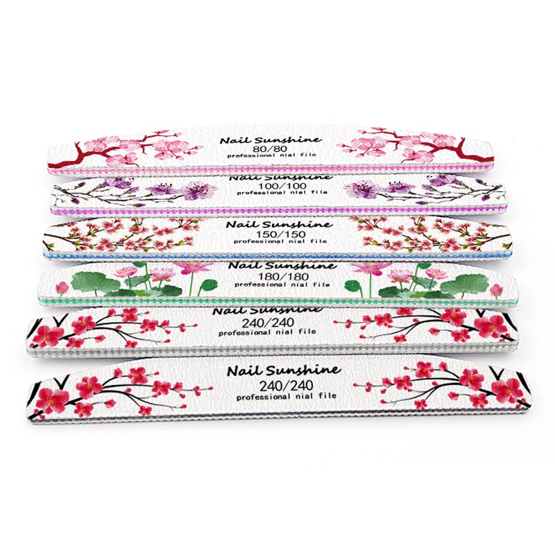25/50Pcs Nail File Salon Nail Files Reusable Nail File Flower 80/100/150/180/240 Manicure Tools