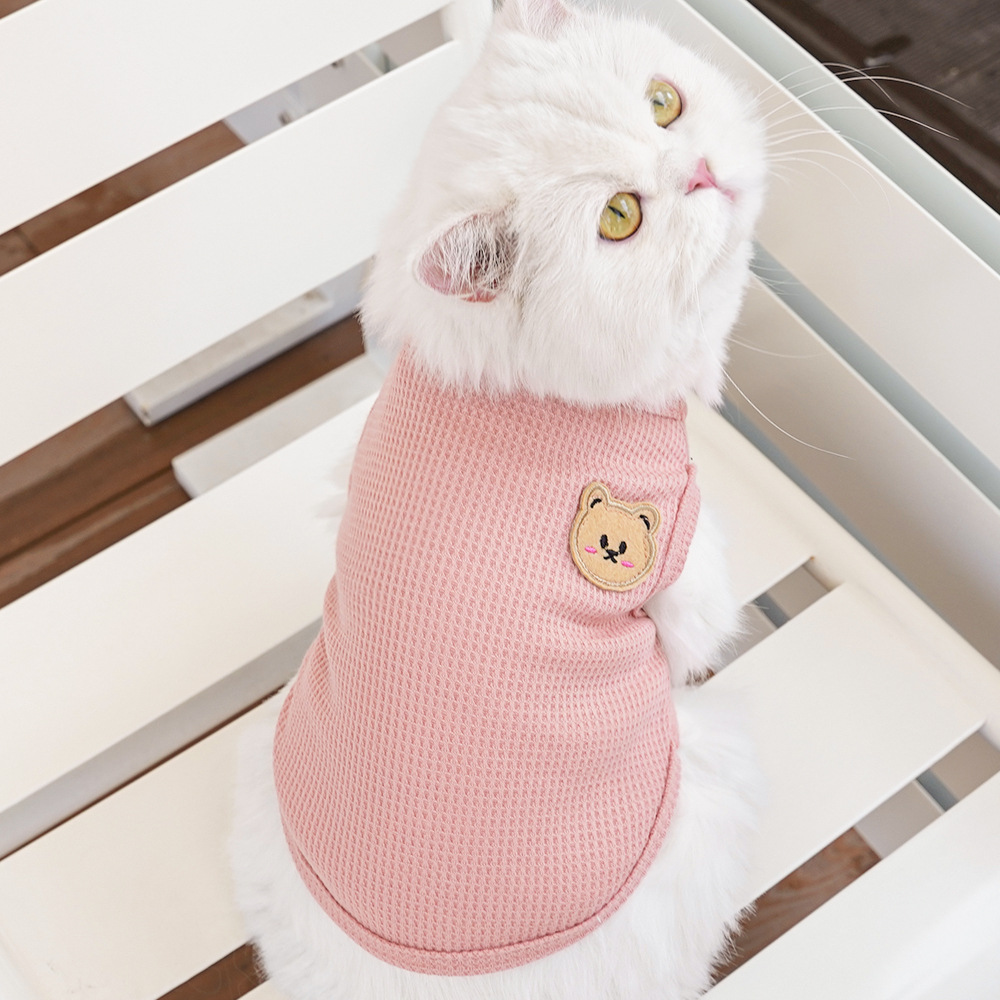 Roupas de gato waffle urso pet colete verão teddy chihuahua pequeno cão duas pernas roupas gato filhote de cachorro roupas traje para animais de estimação