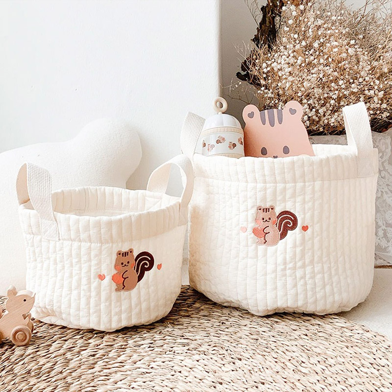 Sacs à couches brodés ours fleur pour bébé garçon fille -né sac à couches organisateur pour maman vêtements jouets sac de rangement panier