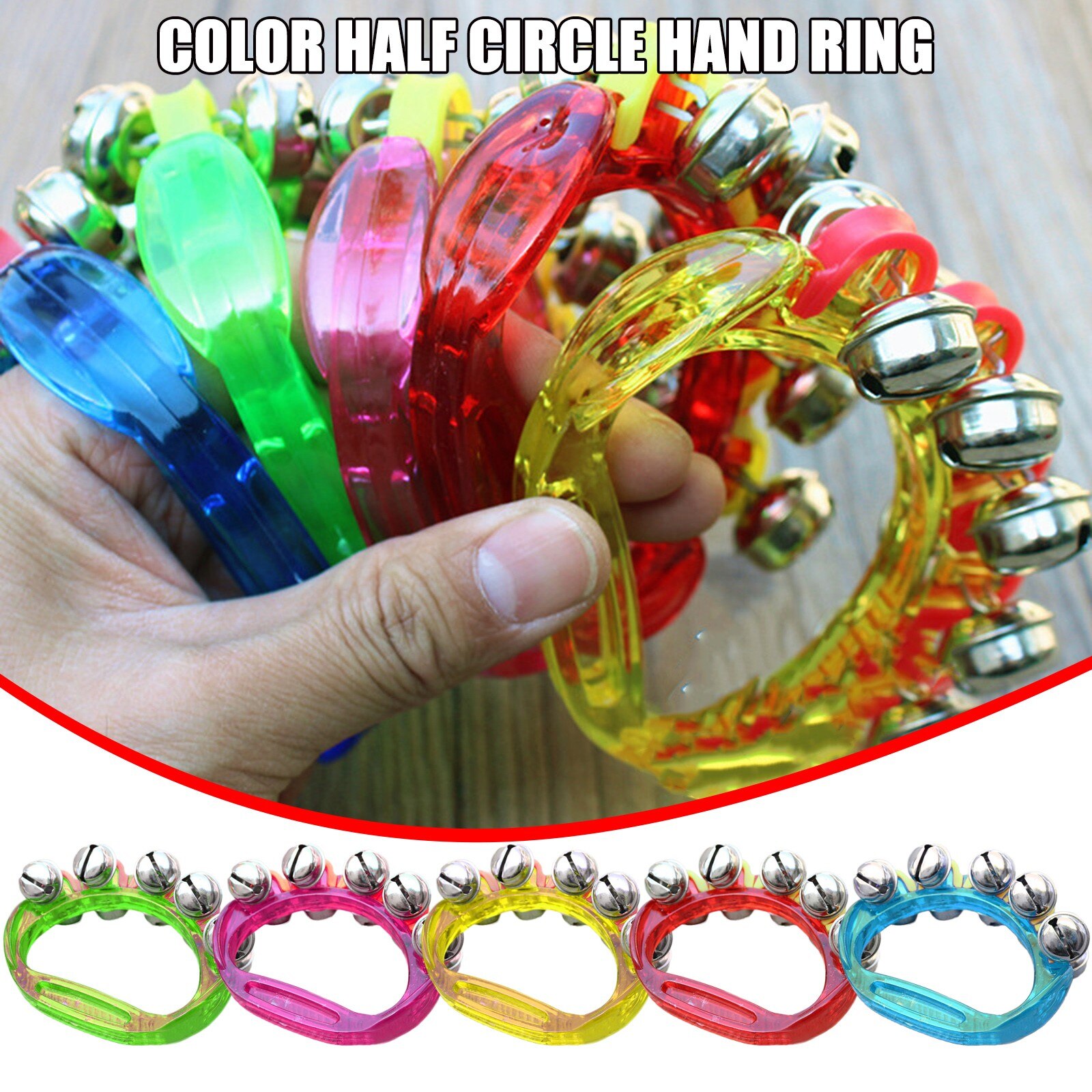 1pc musikinstrumente aus kunststoff, spielzeug, farbig, halbkreisförmig, handglocke, fünf glocken