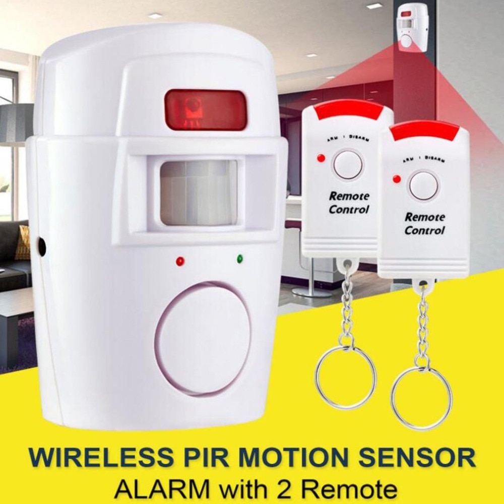 PIR Motion Sensor Alarm Wireless Home Garage Caravan 2 Remote Controls Security PIR Motion Detectors for Home Caravans