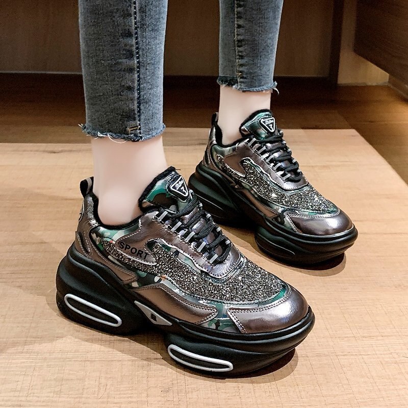 Fujin-Tacón de Cuña de suela gruesa para mujer, zapatillas de plataforma con tacón grueso, informales, transpirables, cómodas,