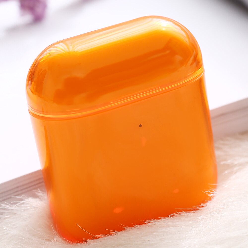 Couvercle de couleur claire pour boîtier Airpods étui pour écouteurs Transparent pour Apple Airpods 2 1 pour coque de boîtier de charge Airpod Air Pod: Orange