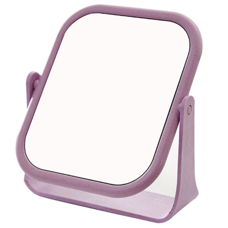 Miroir de maquillage rotatif Double face en paille de blé, de bureau, pour étudiant, de princesse, de vanité, ovale et carré