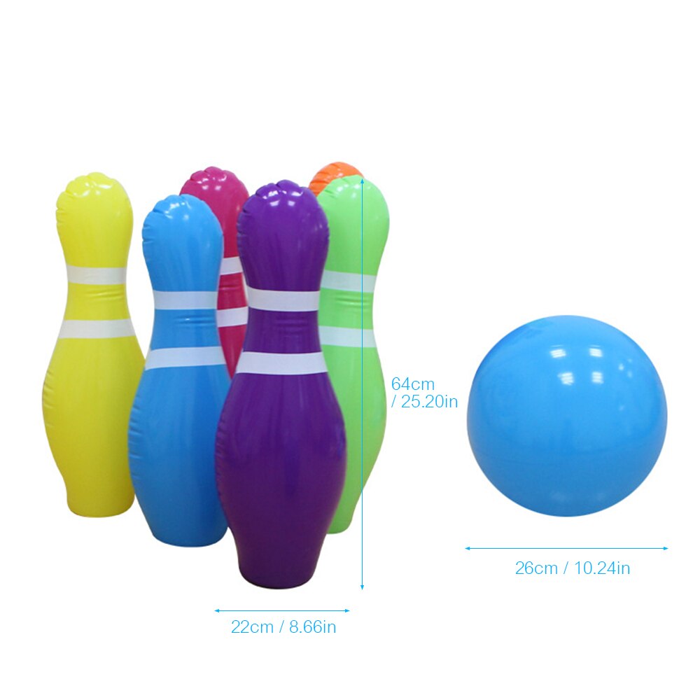 Opblaasbare Bowling Set Opblaasbare Bowling Game Kids Bowling Set Game Met 10 Inch Ball & 6 Pins 25 Centimeter Lang