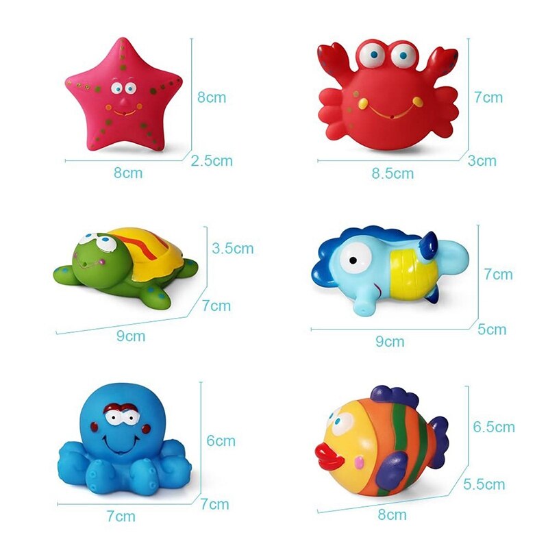 6Pc Bath Toys Floating Bath Toys Sea Creature Soft Bath Time Toys Preschool Animal Bathtub Toys for Toddlers