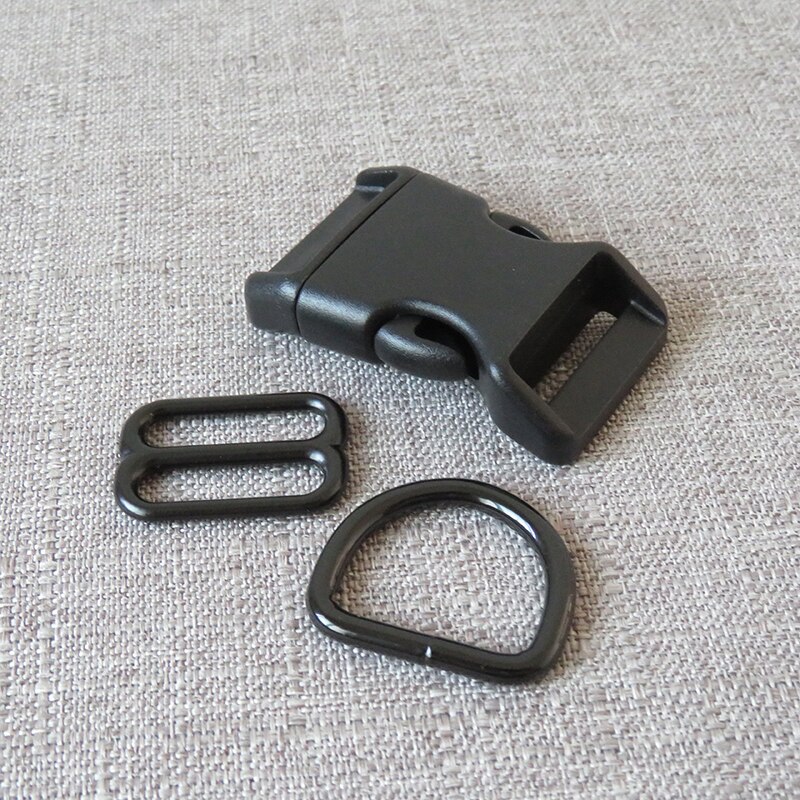 10 sets/lot 25mm webbing plastic breakaway buckle metal D ring strap belt slider for pet dog collar necklace handmade accessory