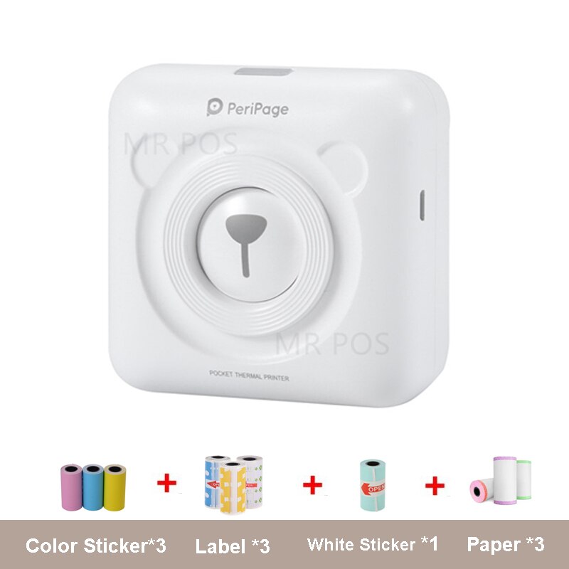 Bluetooth Portable Printer High Resolution Peripage Mini Photo Printer thermal Printer For Mobile Phone Android And IOS: white printer