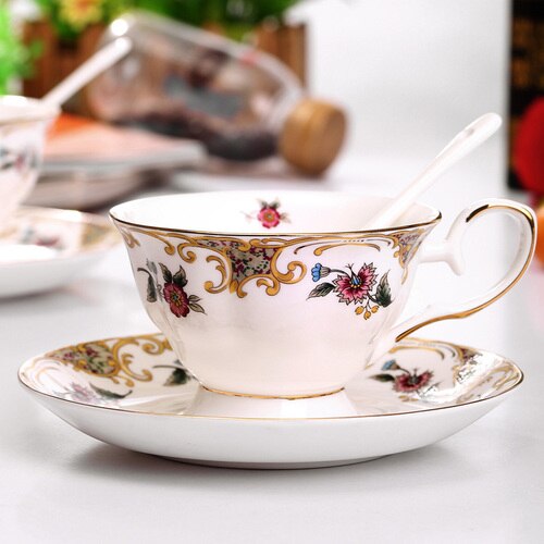 Ethiopische Keramische Kopje Koffie Goud Velg Royal Bone China Leuke Thee Kopjes En Schotel Sets Bloem Moderne Canecas Schotel Sets AC50BD: Style5