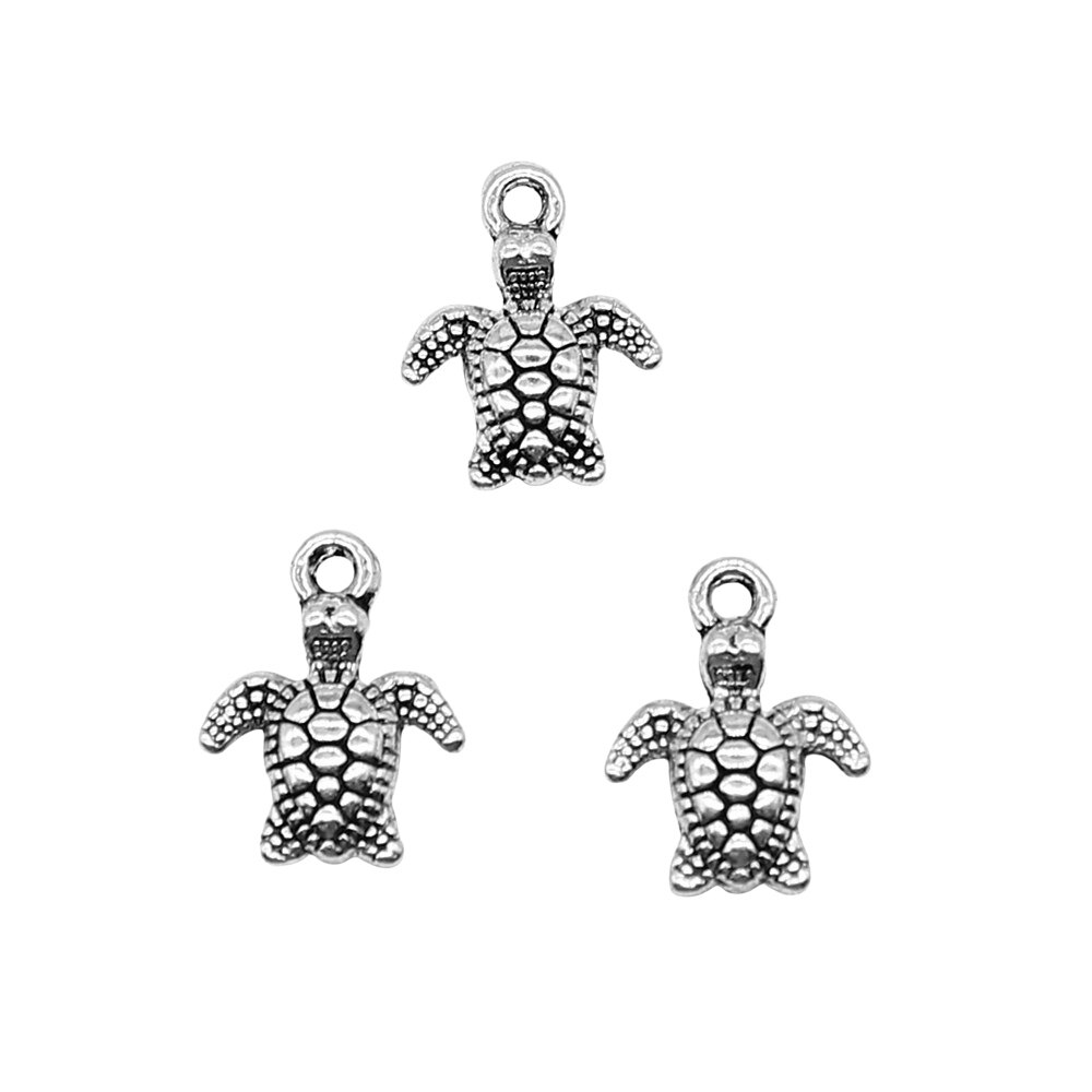 20Pcs Antiek Zilver Kleur 10X13Mm Sea Turtle Charms Hanger Voor Sieraden Maken Diy Sieraden Bevindingen