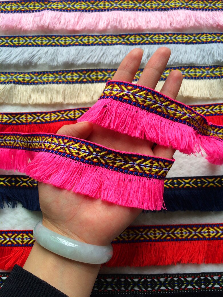 10 Yard/Lotto Nappe e Frange Nazione Lace Trim Nastro Per Cucire Vestito Latino Fase Indumento Tenda Accessori FAI DA TE 3.8 cm SM381