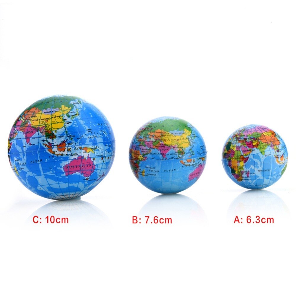 6-10Cm PU Funny Squeeze Toys Soft Earth World Map Globe Foam Stress Relief Bouncy Ball Geography Map Teaching Hand Squeeze Ball