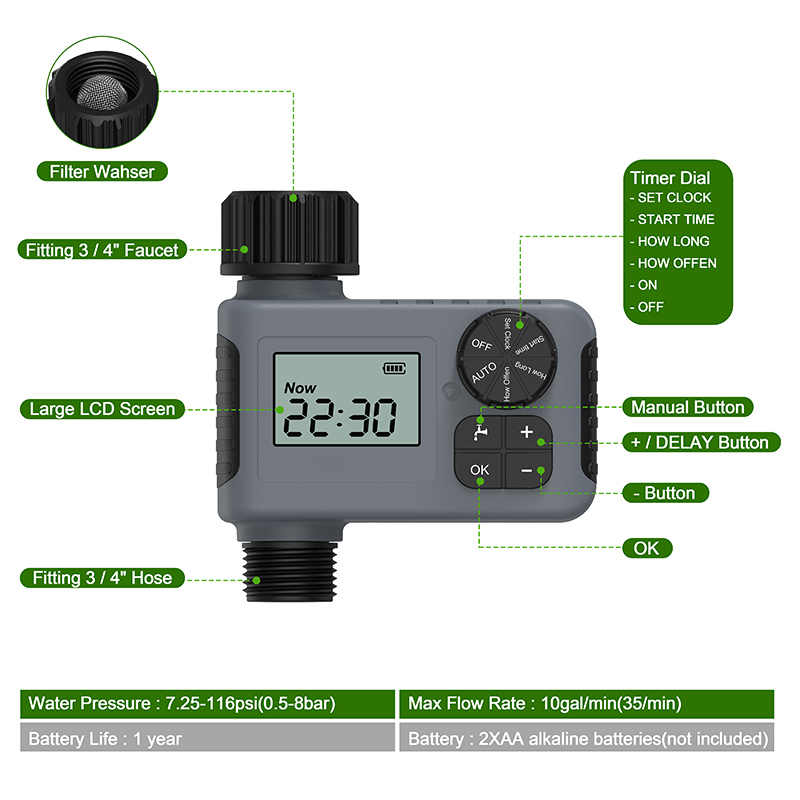 Outdoor Programmierbare Digitale Automatische Bewässerung Sprinkler System Bewässerung Controller Schlauch Wasserhahn Timer