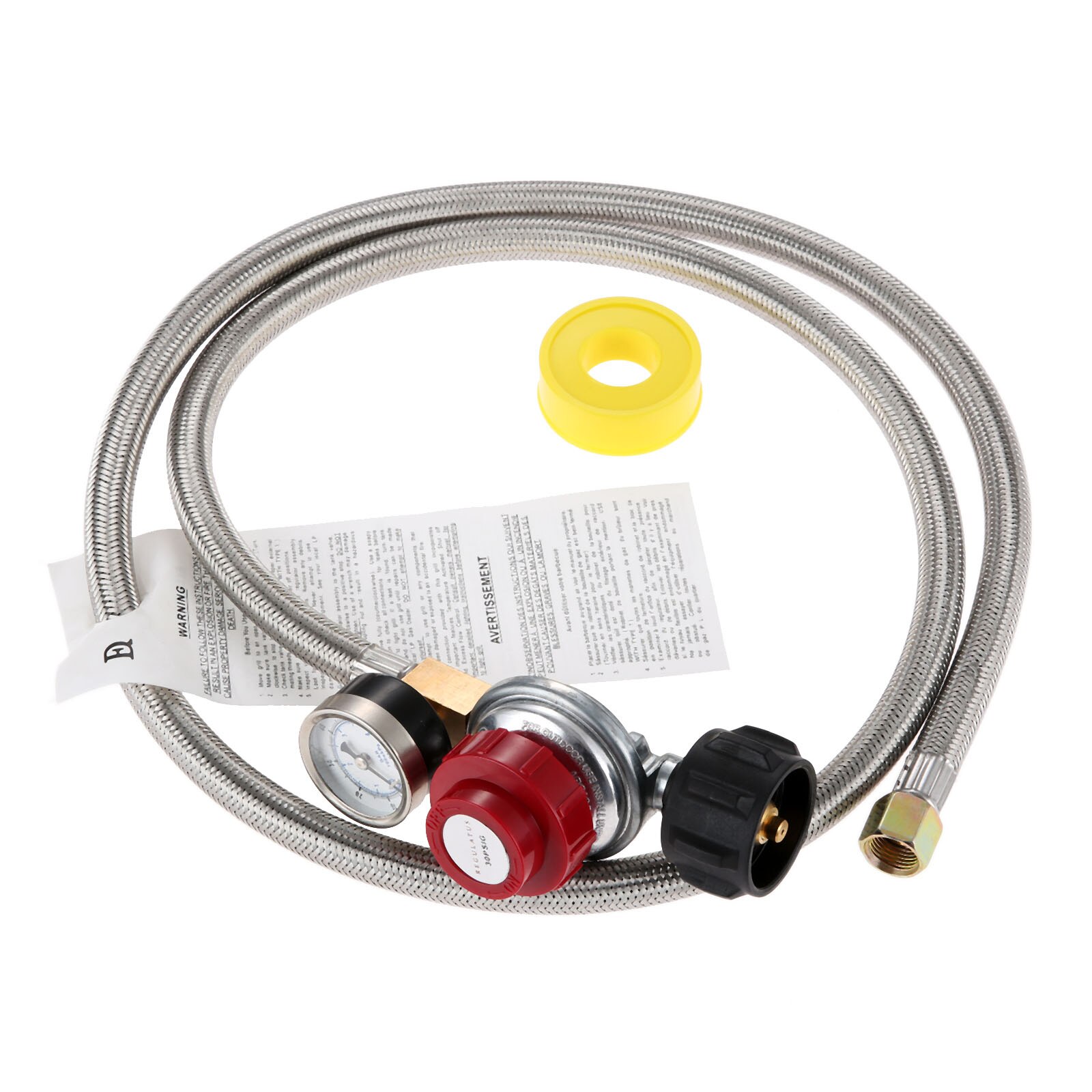 Propane Burners Stove 0-30 PSI High Pressure Propane Regulator With Gauge/Indicator And Gas Line Pipe Thread Tape