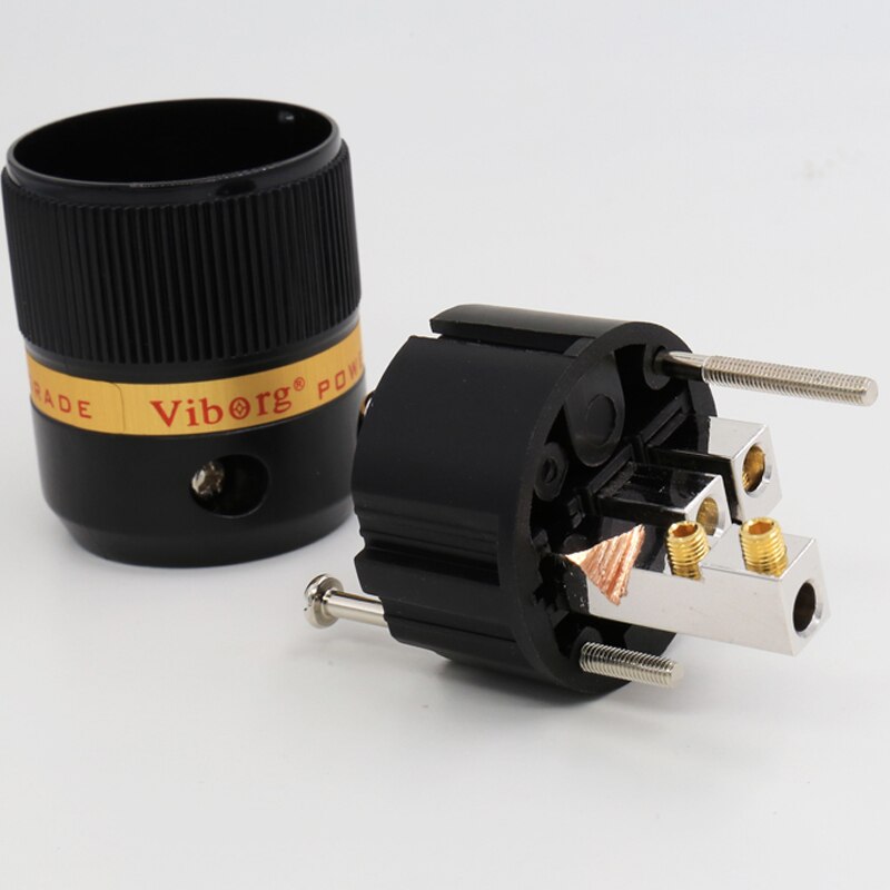 Viborg haut de gamme pur cuivre VE-501R plaqué Rhodium EU Schuko prise de courant pour bricolage Hifi câble d'alimentation électrique adaptateur d'extension