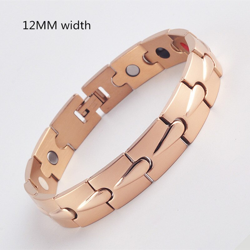 Neue Magnetische Energie Armbinde Für Männer Frauen Arthritis Bio Magnet Therapie Titan Stahl Armbänder Armreif Gesundheit Pflege Schmuck: 12mm Rose Gold