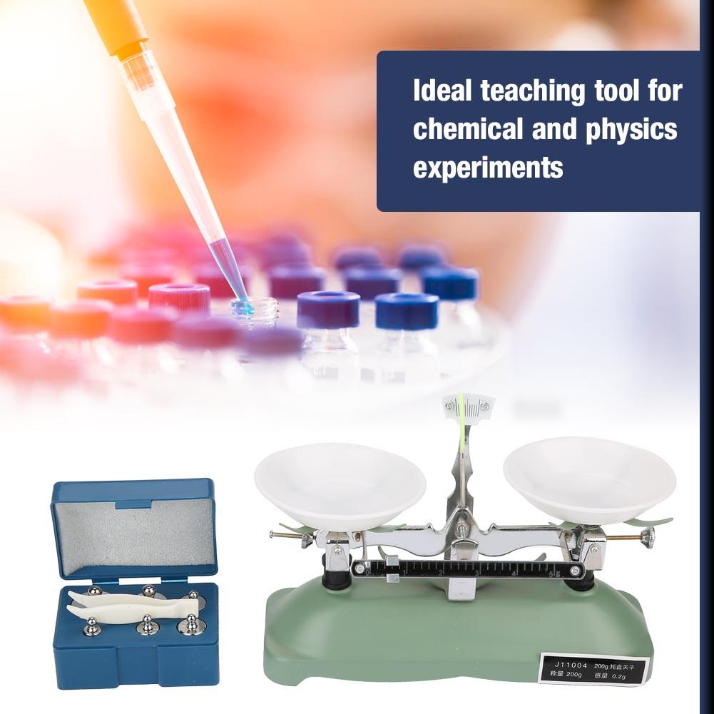 200g/0.2g Mechanical Tray Balance Scale with Weights Chemical Physics Laboratory Teaching Tool